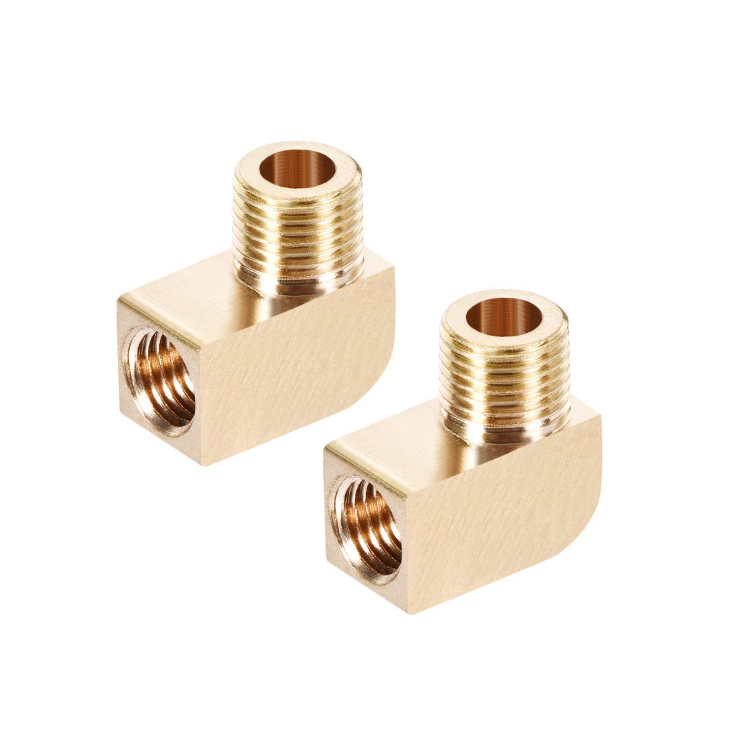 sourcing map Brass Pipe Fitting 90 Degree Barstock Street Elbow G1/8 MalexM8 Female Pipe 2pcs