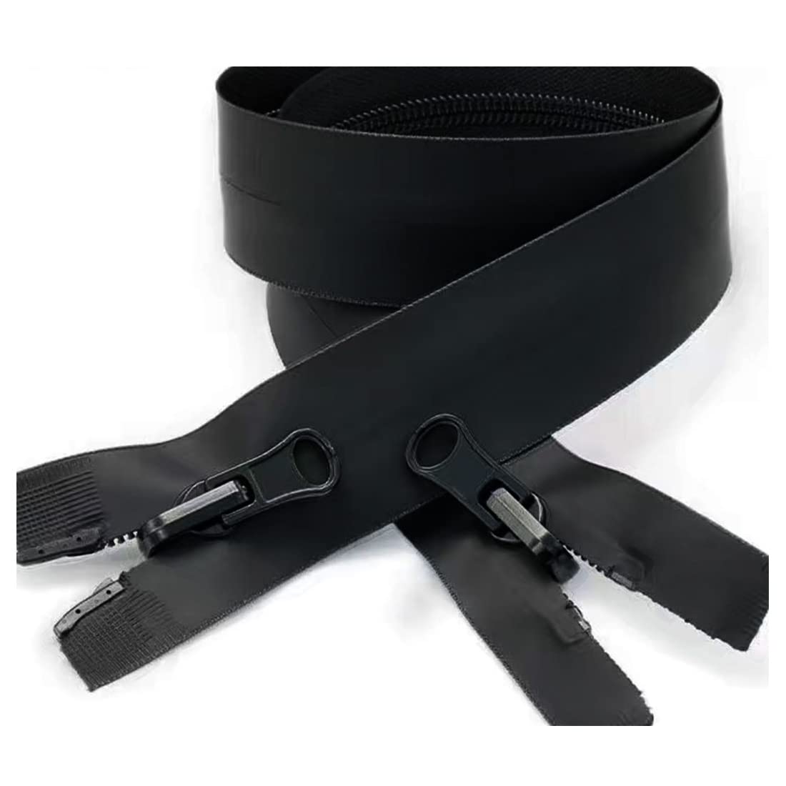 2 Pack 50cm Waterproof Double Open Zippers 5# Sewing Zippers Black Zipper (2pcs of 50cm)