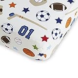 NoJo Fitted Crib Sheet - Sports - Hockey, Football, Soccer, Basketball, Baseball