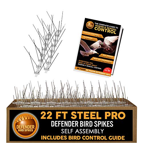Defender Bird Spikes | Pro Wide Stainless Steel | 22 Feet | Self-Assembly Kit | Info Guide
