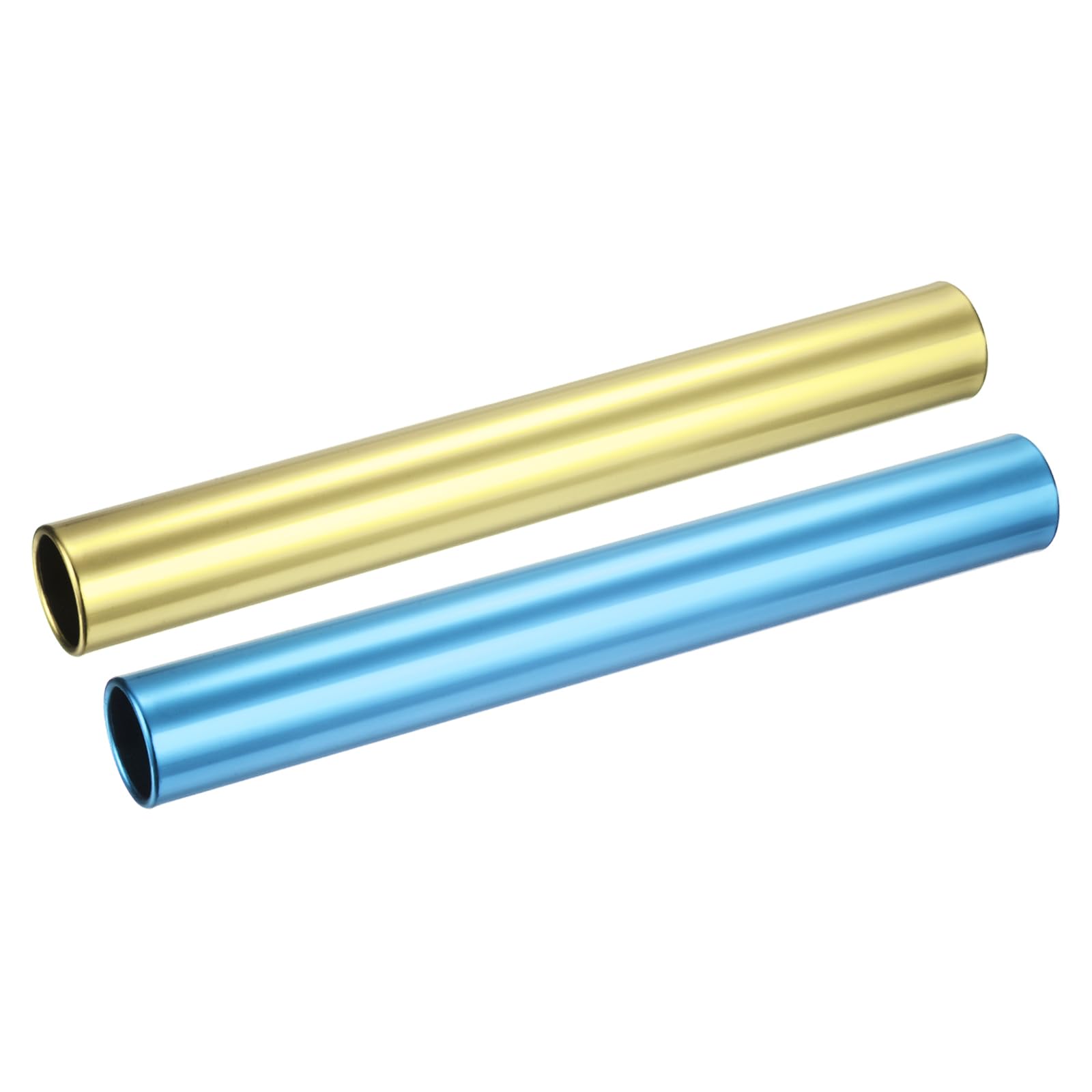 M METERXITY 2 Pack Relay Track Baton - Smooth Aluminum Alloy Hollow Tube, Apply to Team Building/Relay Races (Gold, Blue)