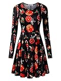 KIRA Women's Christmas Dress Xmas Gifts Print Flared Swing A Line Dress