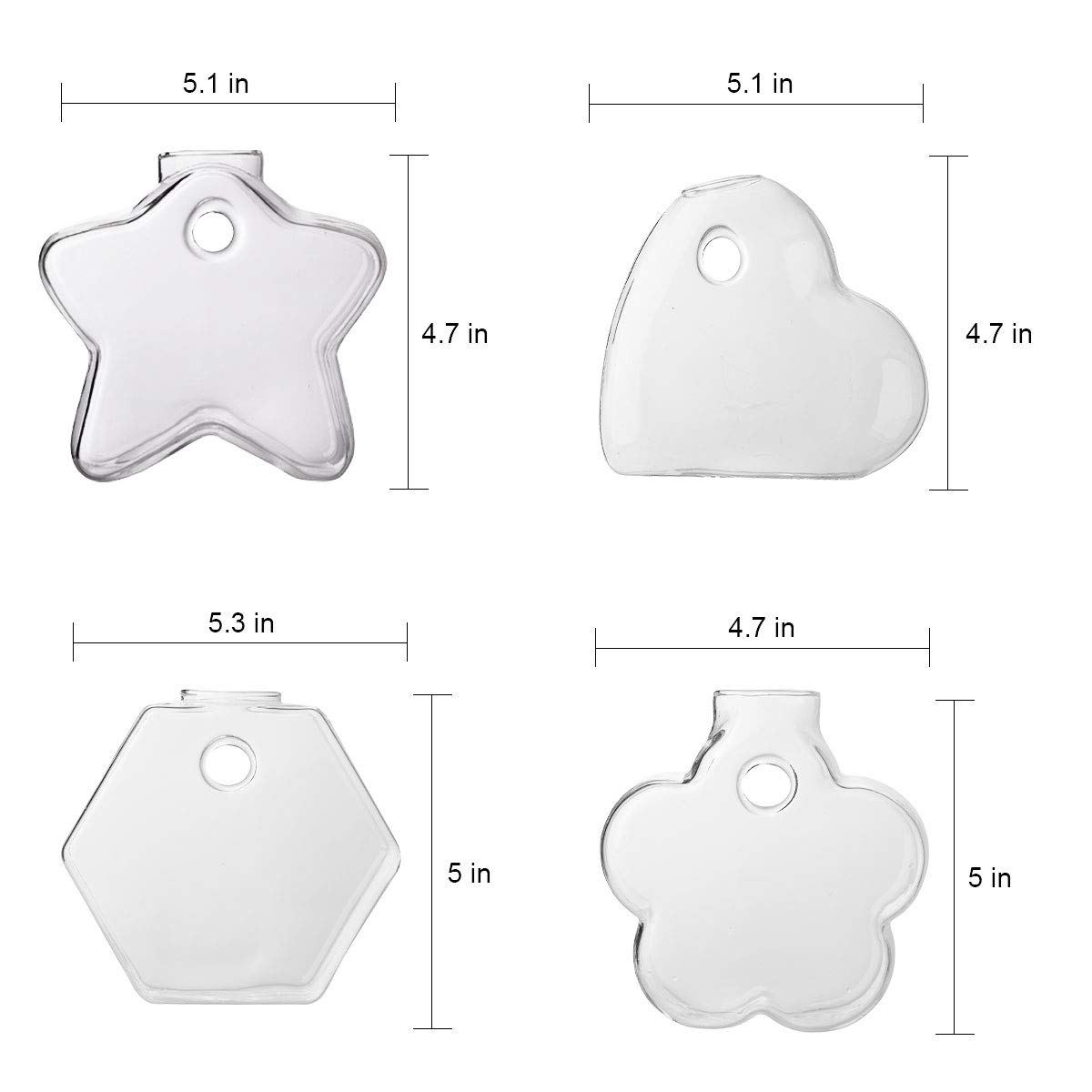 jiabang 4 Pack Wall Mounted Hanging Plant Terrarium Glass Planter Vase Flower Container for Home Decor,Air Plants,Hydroponics Plants