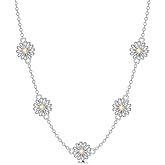 LWXIE Diamond Daisy Necklace 925 Sterling Silver Daisy Pendant Choker Necklaces dainty Jewelry Gifts for Women