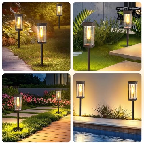8 Pack Solar Pathway Lights Outdoor,Waterproof Brighter Solar Outdoor Lights,Auto On/Off Solar Lights Outdoor Garden,Outdoor Solar Lights for Walkway Driveway Garden
