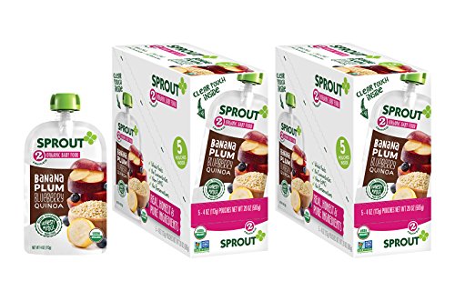 Sprout Organic Baby Food Pouches Stage 2 Sprout Baby Food, Banana Plum Blueberry Quinoa, 4 Ounce (Pack of 10); USDA Organic, Non-GMO, Made with Whole Foods, No Preservatives, Nothing Artificial - Thumbnail 6