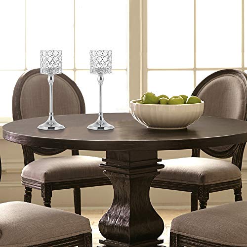 VINCIGANT Pack of 2 Crystal Candlesticks for Christmas Decoration Anniversary Wedding Coffee Table Decorative Centerpiece,10 and 12 Inches Tall Silver - Thumbnail 5