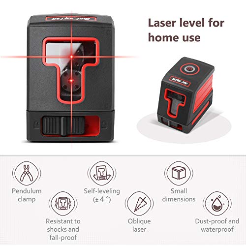 DETLEV PRO Self-Leveling Laser Level 50 Feet Cross Line Laser Switchable Horizontal, Vertical level 3 Mode Include Rotatable 360 Degree Flexible Mount Base and Carrying Pouch - Thumbnail 2