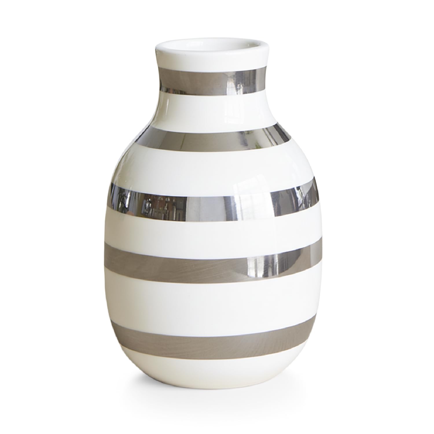 Kähler Vase Height 12.5 cm Omaggio Original Design with Hand-Painted Stripes Metallics