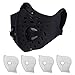 HTSM Dust Mask Anti Pollution PM2.5 Face Masks Washable and Reusable Dustproof Respirator Safety Mask with 2 Valves and 4 Activated Carbon N99 Filters Made for Men Women Outdoor Activities (Black)