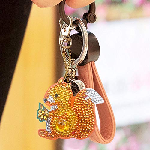 DIY Diamond Painting Keychain Animal Gift Key Ring Full Drill Mosaic Making Diamond Painting Pendant for Art Craft Key Ring Phone Charm Bag Decor(4 Pack)