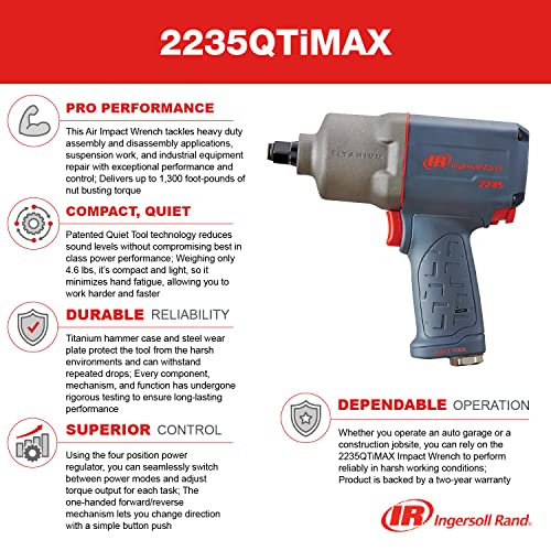 Ingersoll Rand 2235QTiMAX 1/2” Drive Air Impact Wrench Quiet