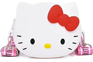 CZZLYJ Kawaii Kitty Bag, Cute Cartoon Kitty Shoulder Bag with Zipper, Anime Wallet Purse with Lanyard, Kitty Accessories for Girls Birthday Gifts (White)