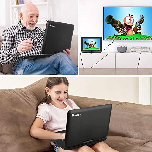 NAVISKAUTO 16" Portable DVD Player with HDMI Input, 14" Swivel Screen