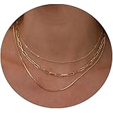 Amicon Dainty Layered Necklaces for Women Trendy Layered Gold Necklace Paperclip Box Chain Layered Necklace Set Jewelry Gifts for Women