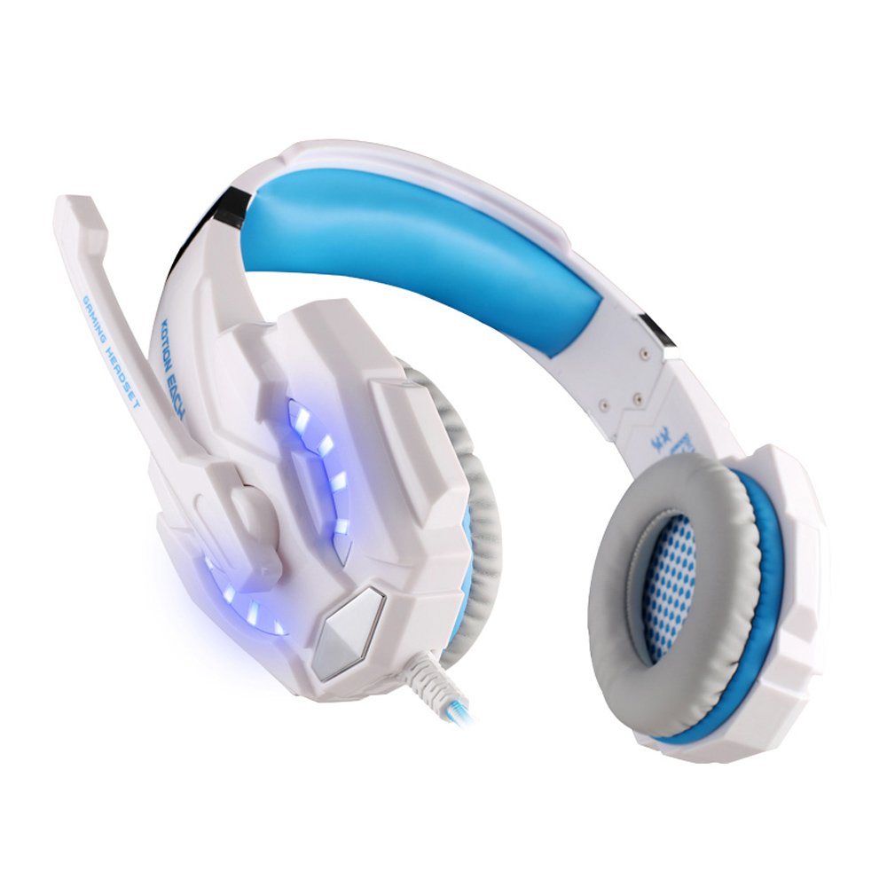 KOTION EACH G9000 USB 7.1 Surround Sound Version Game Gaming Headphone Computer Headset Earphone Headband with Microphone LED Light White