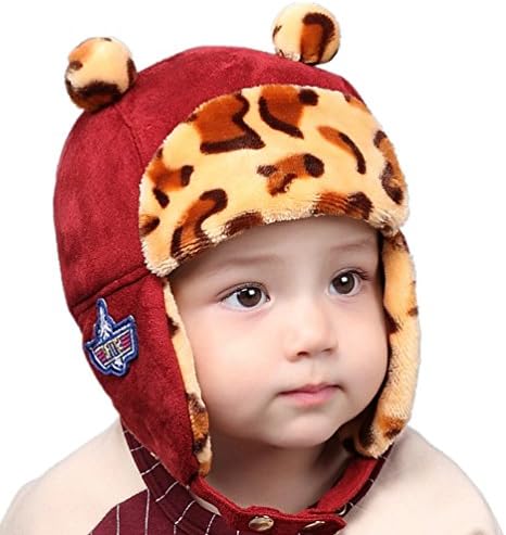 MONICAR Unisex Baby Kids Winter Warm Fashion Cute Camouflage Thick Beanie Hat (50-20CM/19.7-20.5'', Wine Red)