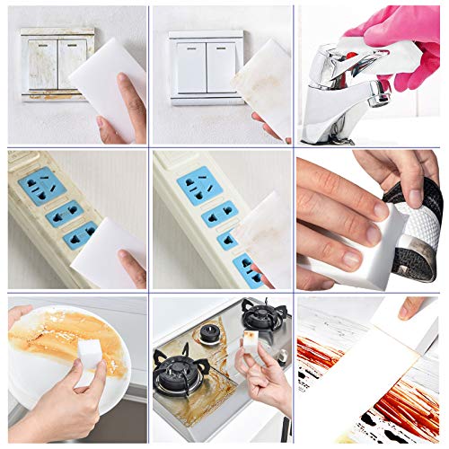 Melamine Sponge Foam, YeahWhee 100 Pack Magic Cleaning Sponges Eraser Sheet, Kitchen Dish Sponges Scrubber, Household Supplies Sponge for Bathroom, Furniture, Sink, Floor Wall Cleaner