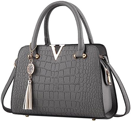 OYSOHE Women Fashion Handbag Shoulder Bag Purse Faux Leather Tote Ladies Tassel Crossbody Bags Leather Handbag Alligator Pattern Shoulder Bag