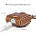 MoKo Case Fit AirPods 1/AirPods 2, Magnetic Snap Closure Protective Cover Carrying Pouch Pocket, with Holding Strap, for Apple AirPods 1 & AirPods 2 Charging Case - Brown