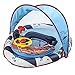 SwimSchool Lil’ Mariner Fabric Baby Pool Float, Baby Boat with Adjustable Safety Seat, Splash and Play Activity Center, Extra-Wide Inflatable Pool Float with Canopy UFP50, 6 to 24 Months, Blue