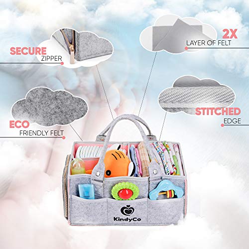 Baby Diaper Caddy Organizer Portable - Baby Basket for Girls and Boys, Unisex Diaper Bag, Baby Tote Nursery Diaper Storage Caddy with Sturdy Double Felt and Removable Handles - Thumbnail 2