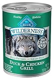 Blue Buffalo Wilderness High Protein Grain Free, Natural Adult Wet Dog Food, Duck & Chicken Grill 12.5-oz can (pack of 12)
