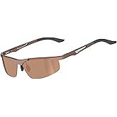 SIPLION Polarized Sunglasses Men Sports: Ultra Light Al-Mg Metal Frame UV Protection Ideal For Driving Fishing Running Golf