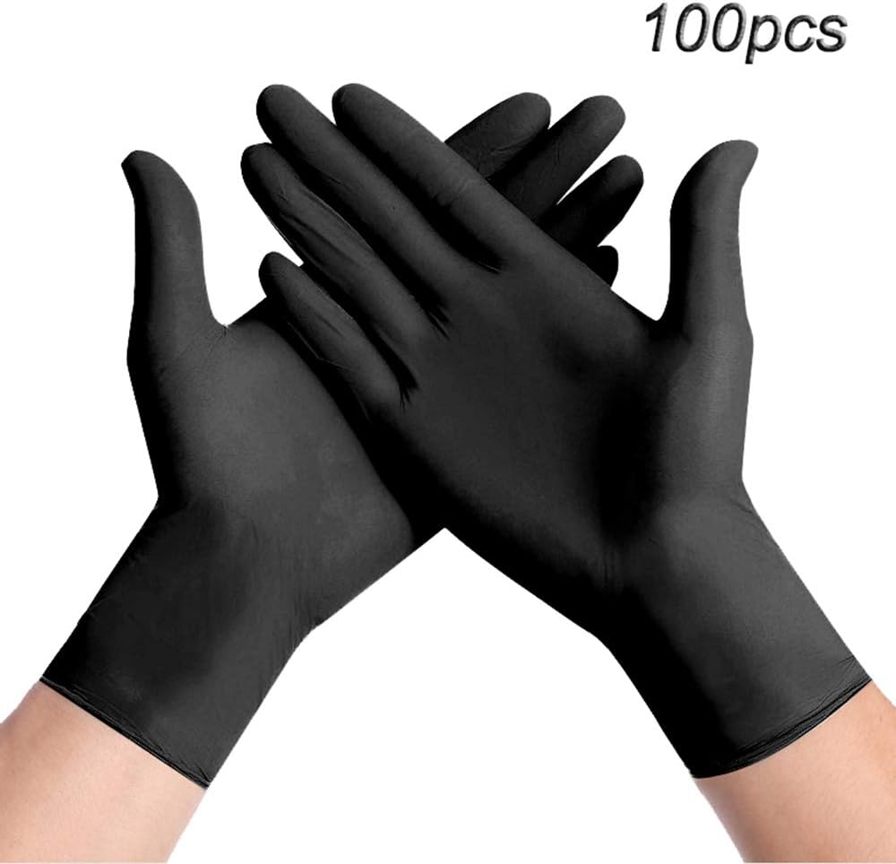 HODORPOWER Nitrile Gloves Medium/Large/Small Disposable 100PCS Disposable-Work, Cleaning, Examination Latex-Free, Powder-Free Gloves (Medium, black)