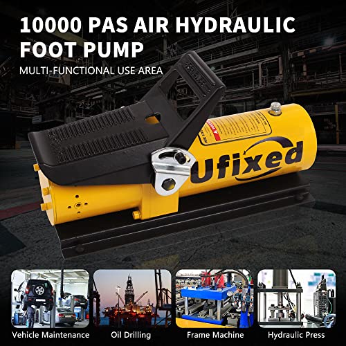 Ufixed Air Hydraulic Foot Pump 10,000 PSI 10 Ton Porta Power High Pressure Foot Control Pneumatic Hydraulic Pump with Air Line Lubricator (Yellow)