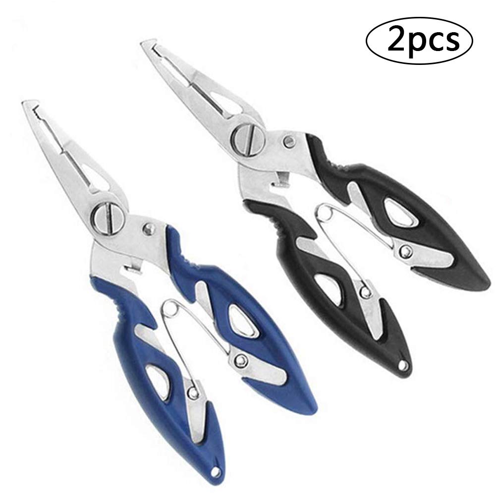 BETOY 2pcs Stainless Steel Fishing Pliers Scissors Line Cutter Remove Hook Tackle Tool, Fishing Pliers Multi Tool Pliers Hook Remover, Braid Line Cutter, Split Ring Opener