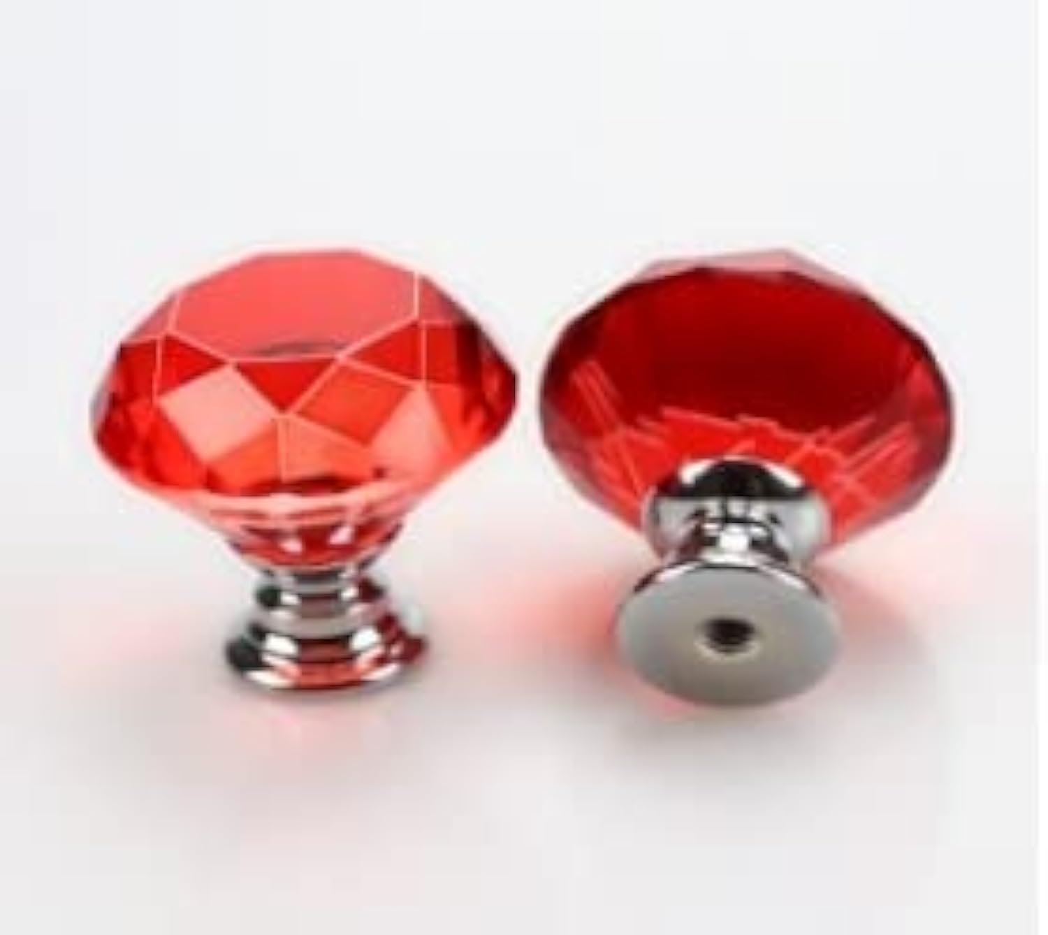 MACHSWON 2 PCS 40mm Red Crystal Cabinet Door Knobs Cupboard Dresser Drawer Pull Handles with M4*22mm Screws