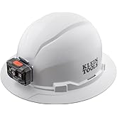 Klein Tools 60406RL Hard Hat, Rechargeable Headlamp, Non-Vented, Full Brim Style, Padded Self-Wicking Odor-Resistant Sweatband, Tested up to 20kV, White