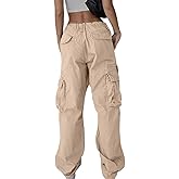 EMMIOL Cargo Pants for Women High Waisted with Pockets Y2K Streetwear Casual Tactical Travel Pants