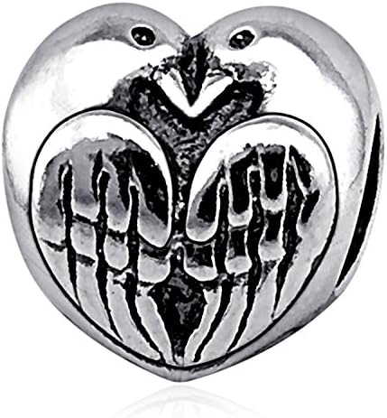 Peace Dove 925 Sterling Silver Bird Charm Beads,"Embrace Me"Love Heart Bead Charms Fit European Bracelets