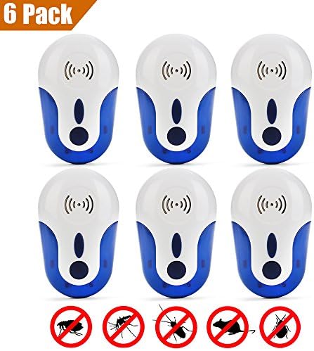 [2018 UPGRADED] Ultrasonic Pest Repeller - Electronic Plug In Pest Control - Pest Control - Repel Mouse, Bed Bugs, Mosquitoes, Spiders, Roaches - Non-toxic Eco-Friendly - Human &amp; Pet Safe(6 packs)