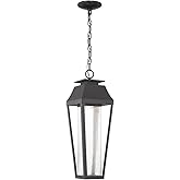 Savoy House 5-357-BK Brookline Traditional Clear Seeded Glass Outdoor Hanging Lantern, Integrated LED 1-Light 6 Watt, 22" H x