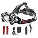 Brightest LED Headlamp, 5 Headlamp Lumen Bright Light Headlight Flashlight 4 Modes XML-T6 LED with Red Light Rechargeable and Waterproof Switch, for Camping Travel Walking Adventure Running