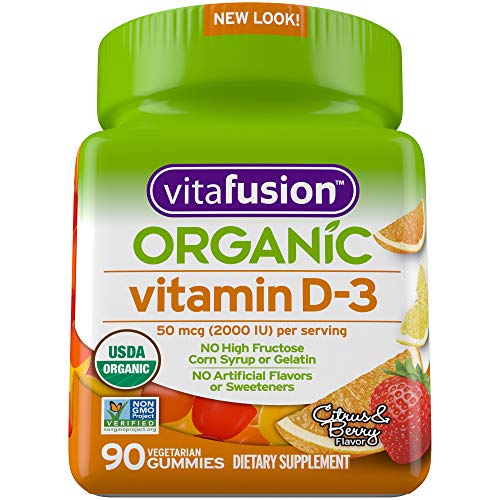 Vitafusion Organic D3 Gummy Vitamin NonGMO Gluten DairyFree No Gelatin HFCS, 90 Count Pricepulse