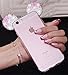 iPhone 7 / 7+ PLUS Case, Pink / Silver Crystal Diamond Bling Rhinestone Mouse Ears Clear TPU Rubber Cover with Lanyard & Stylus Pen