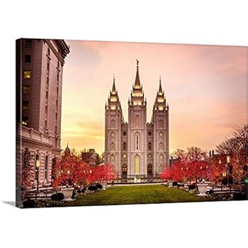 GREATBIGCANVAS Salt Lake Temple, Christmas, Salt Lake City, Utah Canvas Wall Art Print, 36