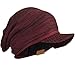 FORBUSITE Men Knit Beanie Visor Cap for Winter Women Thick Beanie with A Brim Striped Claret