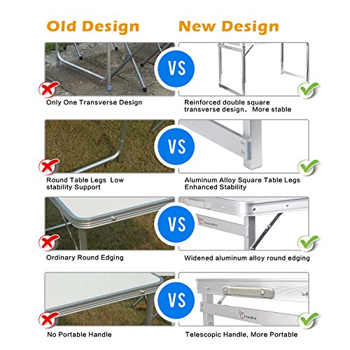 FrenzyBird 4-person Folding Picnic Table with 4 Chairs, Height Adjustable,Portable and Lightweight, for Outdoor,Camping,Picnic,BBQ,Party and Dining - Thumbnail 6