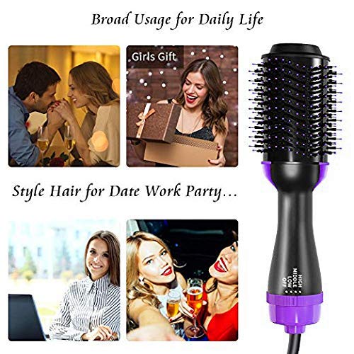 Modellatori ad aria calda One-Step - Asciugacapelli Multifunzione 2 in 1 Spazzola Rotante Con Anione A Infrarossi E Pettine Ad Aria Calda, In Ceramica, Per Capelli Lisci E Ricci (Viola)