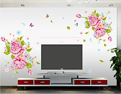 GoldenCart Vinyl Frosted Flowers Wall Stickers with a Soft and Soothing Quotation (Italian Pink, 160 x 120cm)