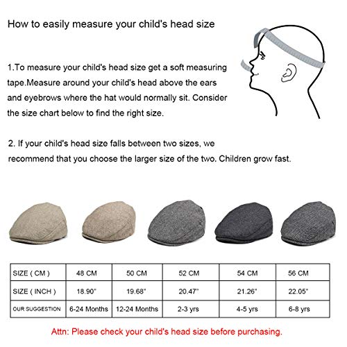 JANGOUL Kids Wool Tweed Flat Cap Herringbone Boy Girl Newsboy Caps