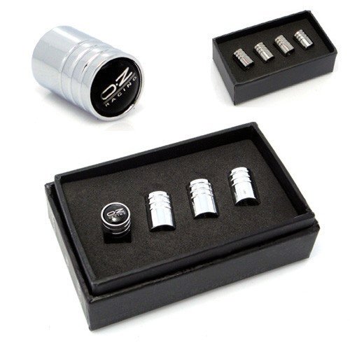 OZ Racing Deluxe Chrome Wheel Valve Dust Caps with Presentation Box