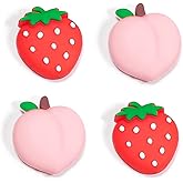 PERFECTSIGHT Switch Thumb Grips, Cute Joystick Caps for Nintendo Switch, 4 PCS Thumbstick Cover for Switch Lite/OLED, Analog Stick Button Cover for NS Joycon Controller, Strawberry + Peach