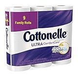 Cottonelle Ultra Comfort Care Family Roll Toilet Paper, Bath Tissue, 9 Family Rolls 1,665 Total Sheets