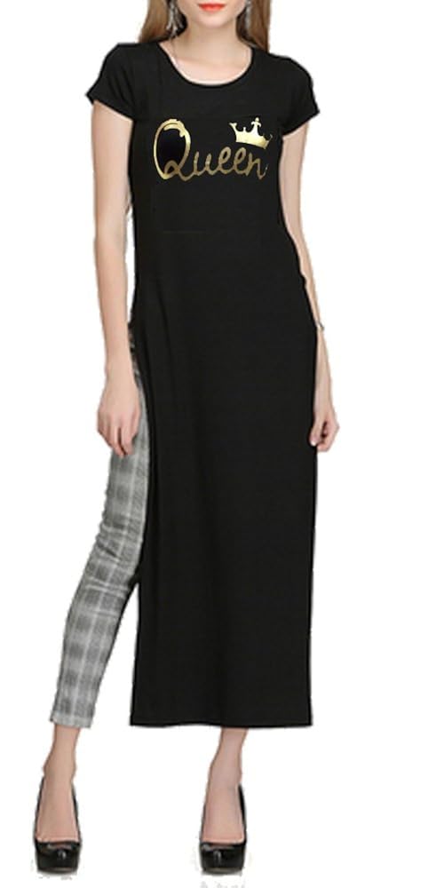 melcom women's cotton printed tunic (qt-01, black)